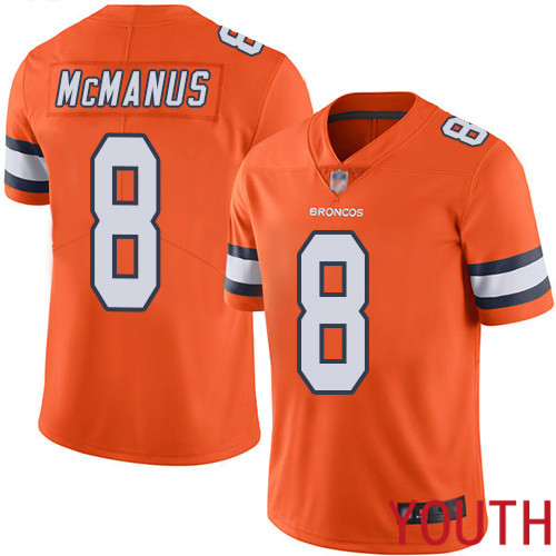 Youth Denver Broncos #8 Brandon McManus Limited Orange Rush Vapor Untouchable Football NFL Jersey->youth nfl jersey->Youth Jersey